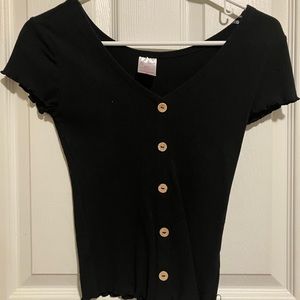 NOBO Black Button Decor Shirt
